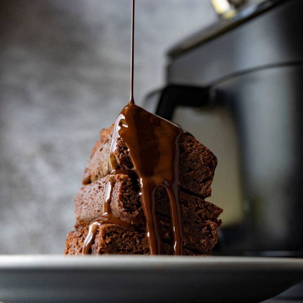 Sweet Potato Fudge Brownies Served In Sauce