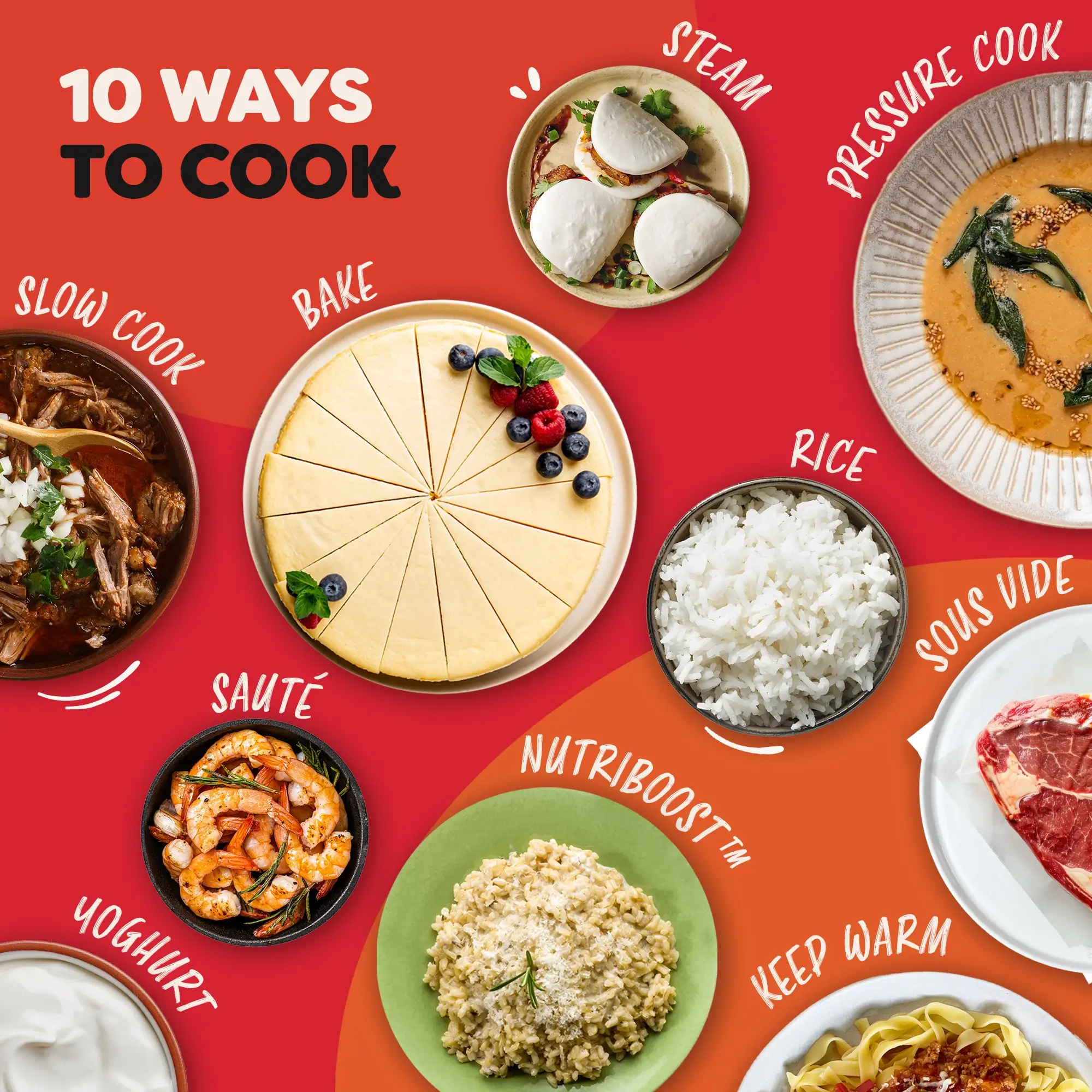 Instant Pot Pro 5.7L Multi-Cooker. 10 ways to cook. Slow cook, bake, steam, pressure cook, rice, saute yoghurt nutriboost TM, sous vide and keep warm