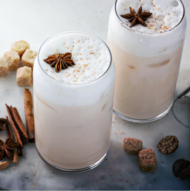 Iced chai latte in a glass