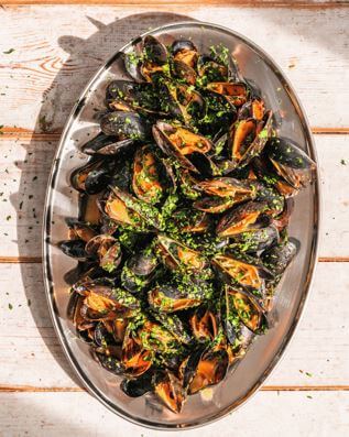 Delicious looking chilli and lime mussels made in an air fryer